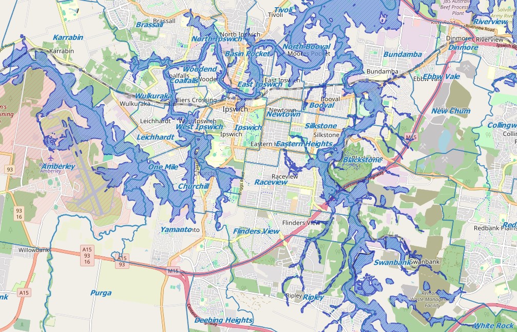 Ipswich flood map